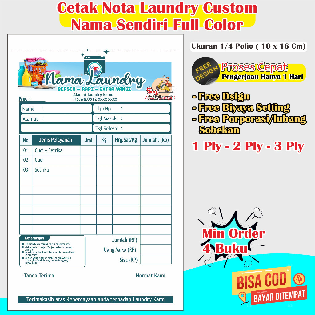 

nota laundry custom nama nota laundry 2 rangkap nota laundry 3 rangkap nota laundry 2 play