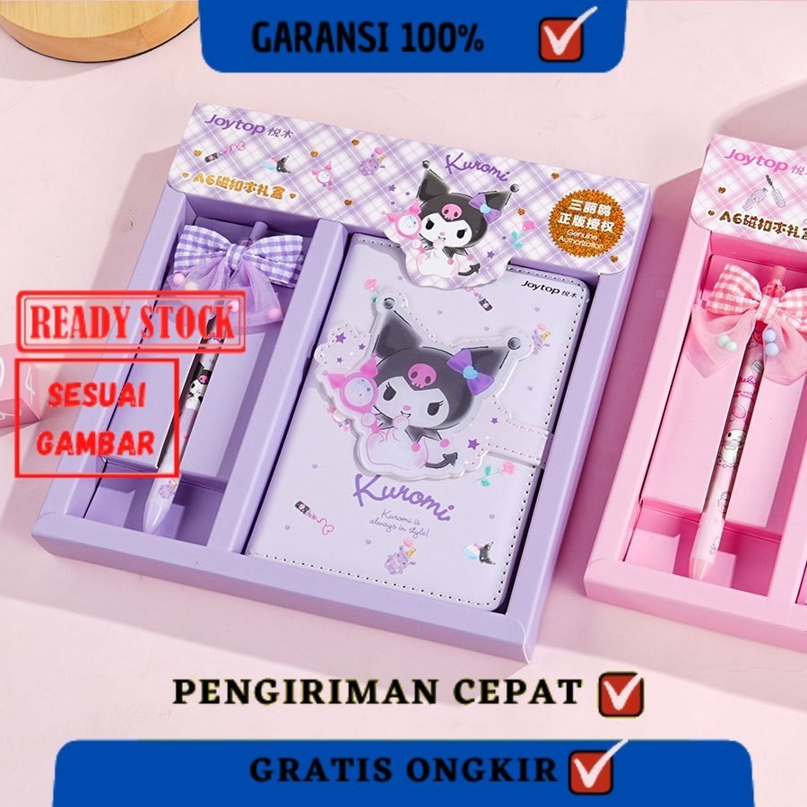 

Jurnal Set A6 Diary Sanrio/ Buku Tulis hadiah anak lucu Magnet Memo Kuromi Cinnamoroll MelodyTERLARIS