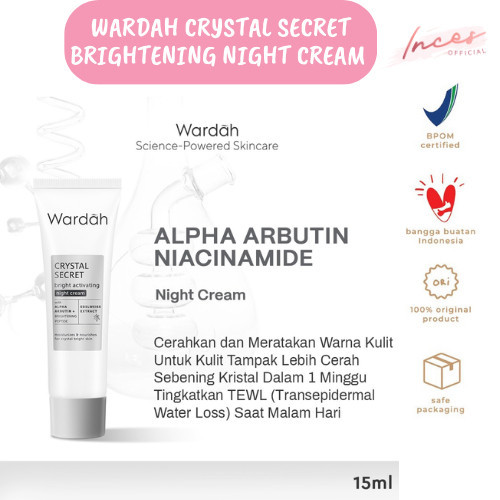 𝓬𝓪𝓼𝓽𝓵𝓮 - WARDAH CRYSTAL SECRET BRIGHTENING ACTIVATING NIGHT CREAM 15ML KEMASAN BARU TERMURAH