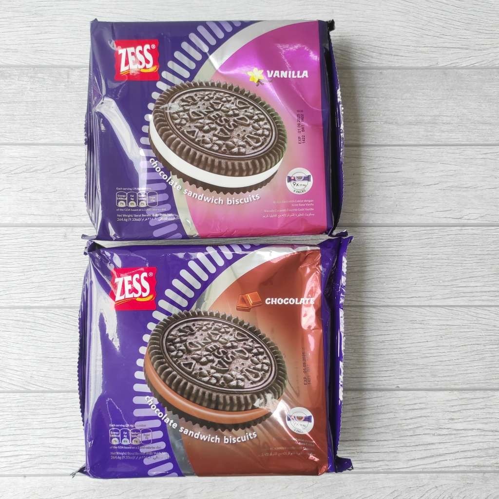 

Zess Chocolate Sandwich Biscuits 264,6g Biskuit Coklat Vegetarian