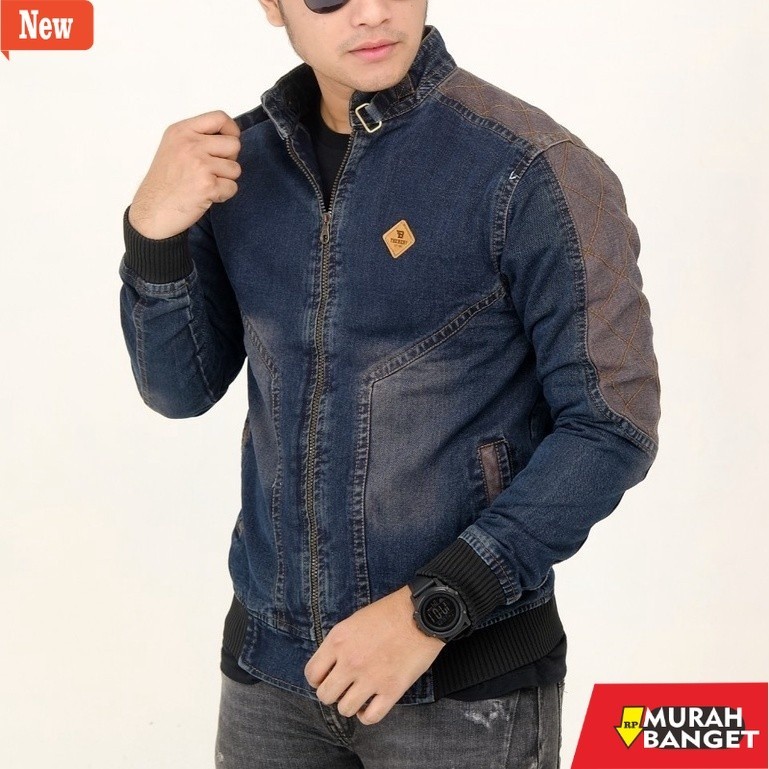 jaket kulit pria garut Jaket Jeans Pria Logo Kulit Original THE BERY BERNAZ / Jaket Jeans Jumbo Big 