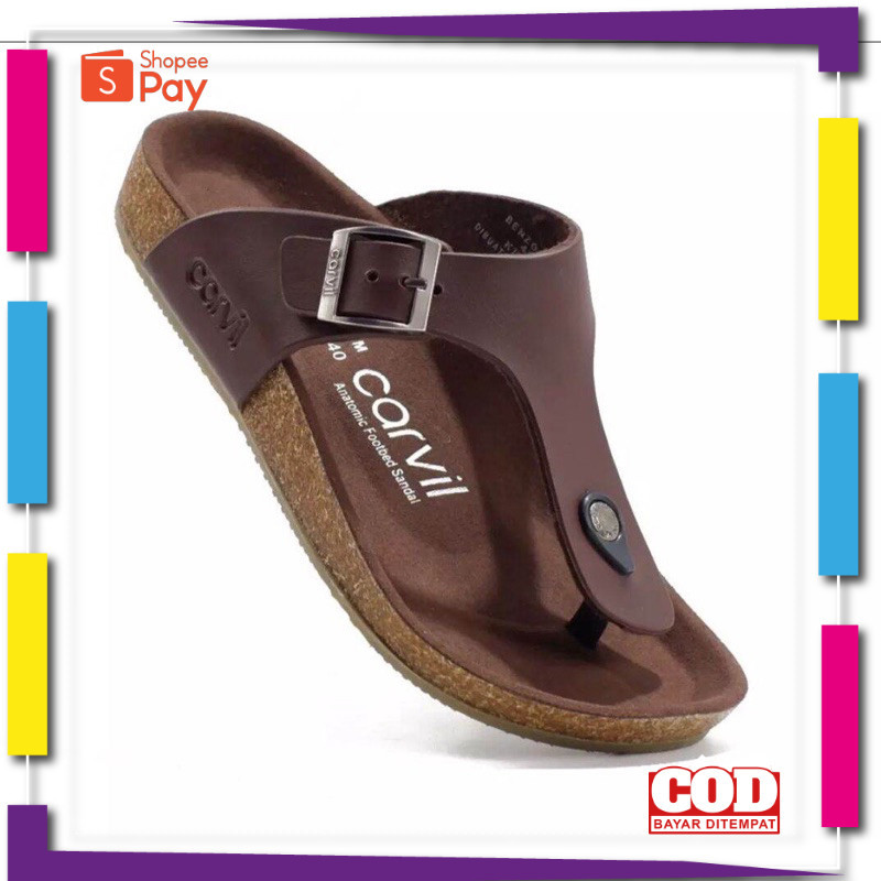 [PREMIUM ORIGINAL] PROMO Sandal Pria Carvil kulit Terbaru original / Sandal Kulit Pria / Sandal Jepi