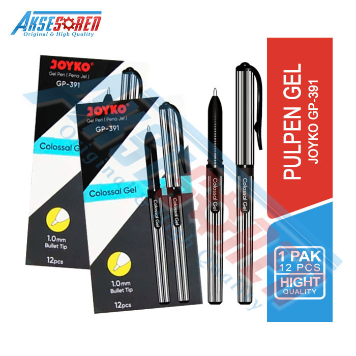 

Aksesoren Balpen Joyko Colossal Gel [GP-391/1 Pack/12 Pcs] / Alat Tulis / Ballpoint Tinta Jel / Pulpen Pena 1 Pak