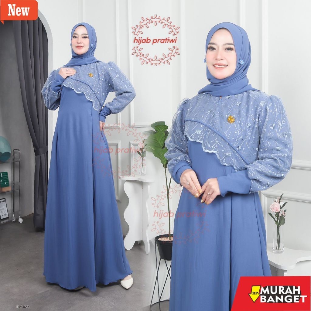 gamis kekinian tahun 2024 Hijab Pratiwi - Nafisa Dress Free Hijab Pasmina Gamis Terbaru 2024 Viral G