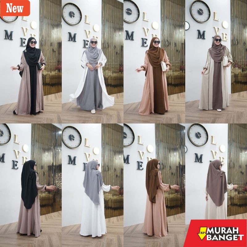 abaya shopee haul 2024 ZIYANA - halwa set hijab fashmina polos crinckle airflow premium | abaya gami