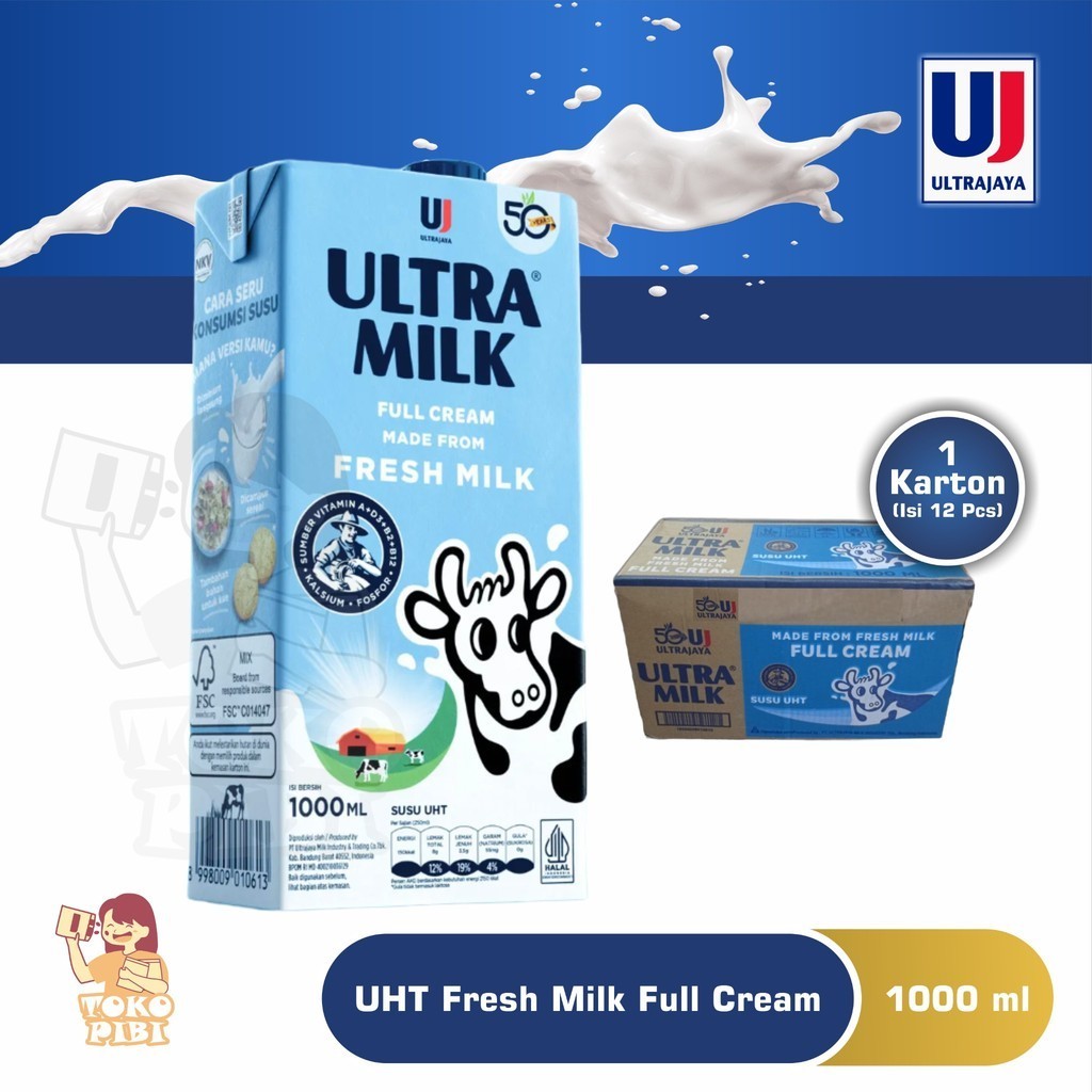 

Ultra Milk UHT Fresh Milk 1000ml - 1 karton isi 12pcs