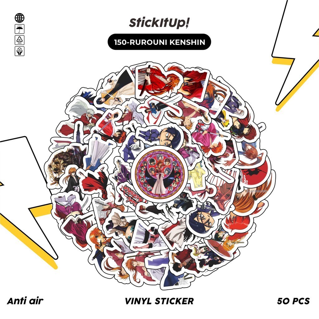 

COD✨ 50 Pcs Stiker Pack Motif Anime Ruronin kenshin Lucu Aesthetic Vynil Waterproof untuk Freebies Sticker Buku Journal Casing HP Laptop