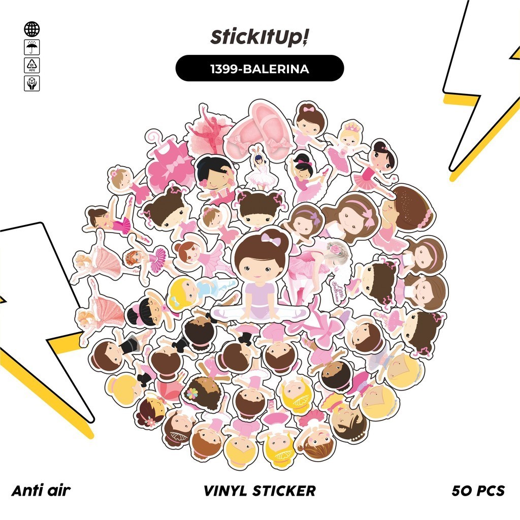 

COD✨ 100 Pcs Stiker Pack Balerina Lucu Aesthetic Vynil Waterproof untuk Freebies Sticker Buku Journal Casing HP Laptop