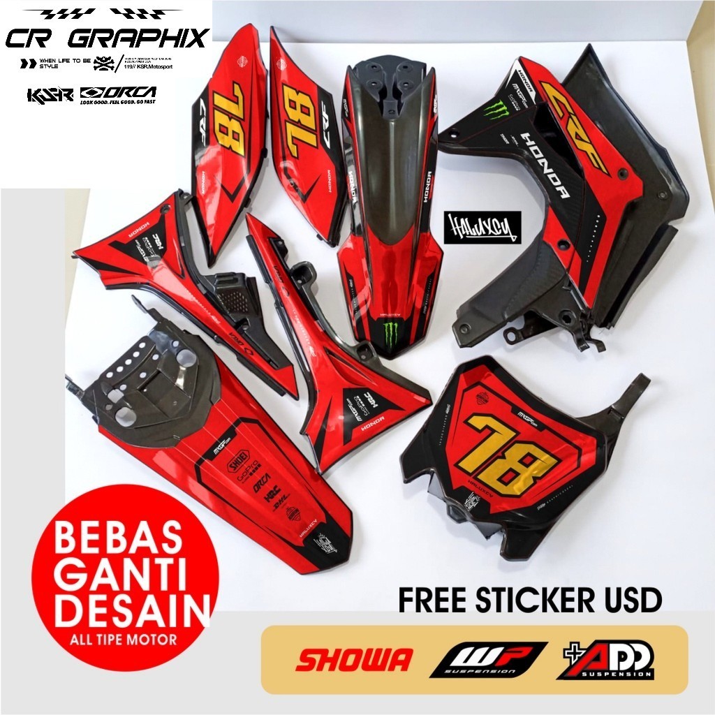 DECAL HONDA CRF 150 L SUPER GLOSSY DECAL CRF 150 L FULL BODY - DECAL CRF 150 HOLOGRAM