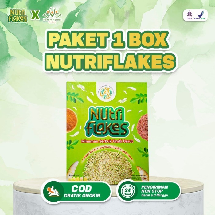 

NUTRIFLAKES SEREAL UMBI GARUT WITH PSYILIUM HUSK & KELOR 1 Box 280gr