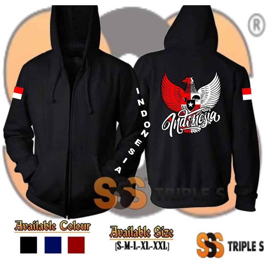 JAKET RESLETING INDONESIA GARUDA MERAH PUTIH HOODIE ZIPPER NKRI ULTRAS GARUDA// PRODUK MURAH PROMO S