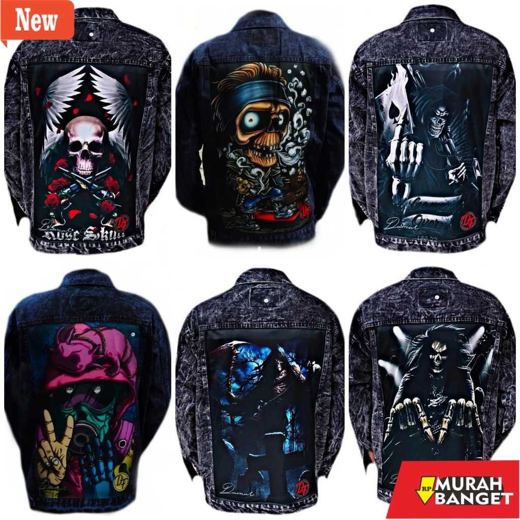 Jaket pria terbaru yg viral- Jaket jeans pria bergambar belakang terbaru/ jaket denim pria wanita be