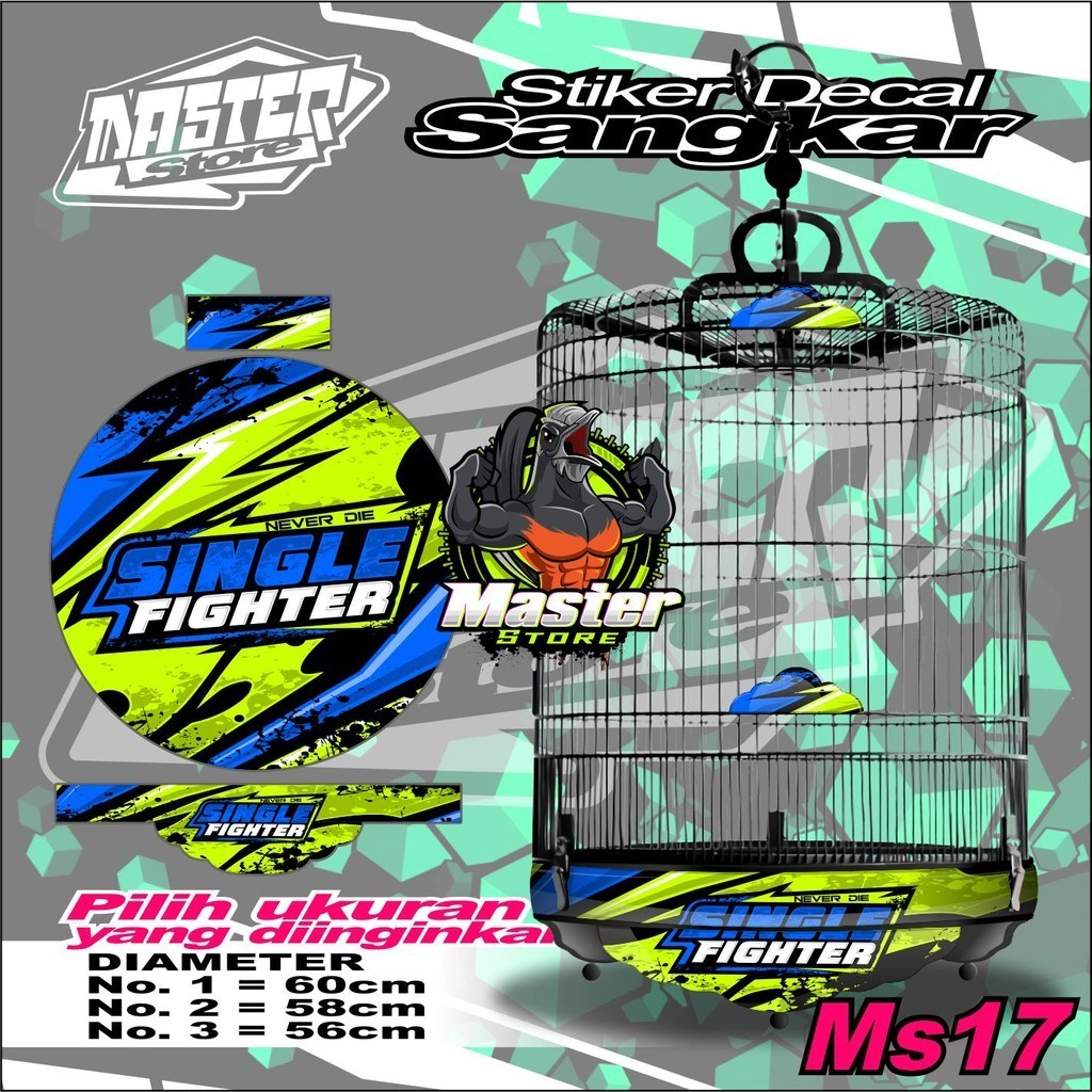 Stiker Decal Sangkar Bulat Murai SIngle fighter High Quality BISA REQUEST