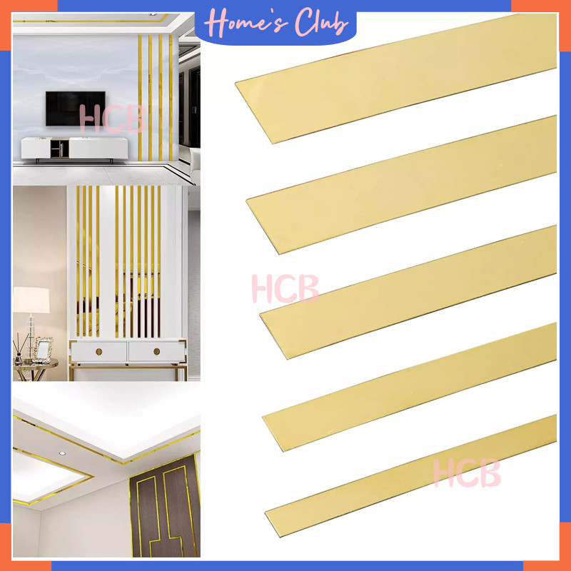 HCB List Plat Strip Mirror Gold 20Mm 30Mm 40Mm / Strip Cermin 3D Berperekat Cermin 8K Mirror Strip /