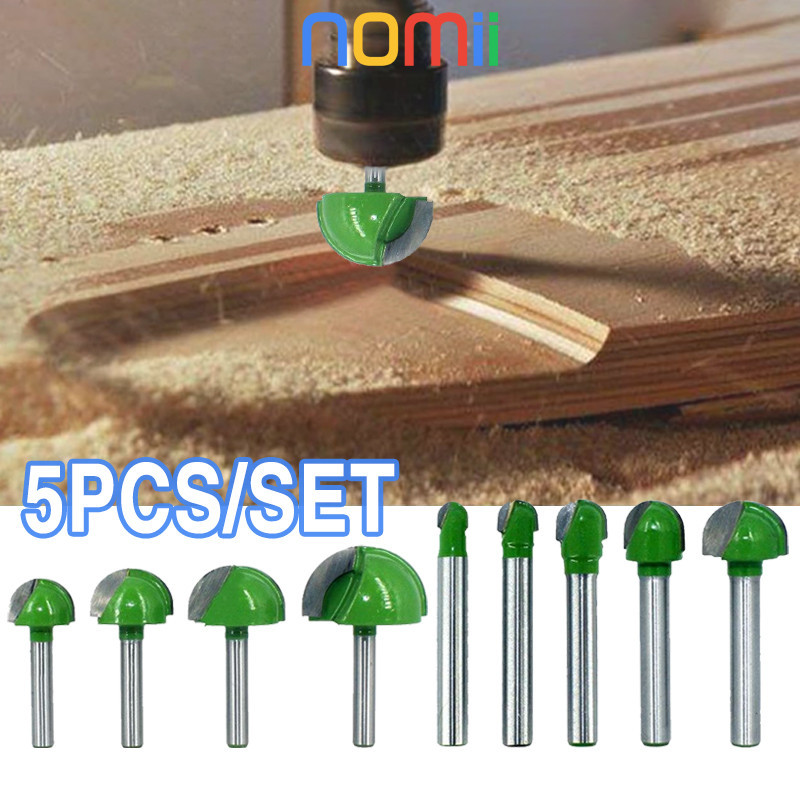 5PCS Mata Profil Router CNC Setengah Lingkaran Round Bottom Shank 6mm