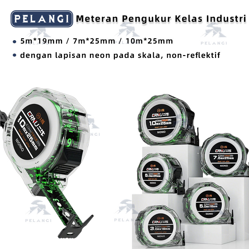 

Usefultools 10m Penggaris neon berteknologi hitam meteran anti karat dengan pita pengukur impor menebal penggaris Meteran Tukang 10 meter tahan banting Meteran Pengukur Kelas Industri Presisi Tinggi alat ukur meteran