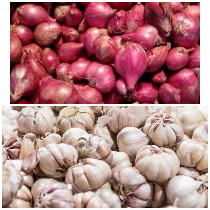

Bawang merah dan Bawang putih Kemasan 1kg | Warung Sayur Jogja