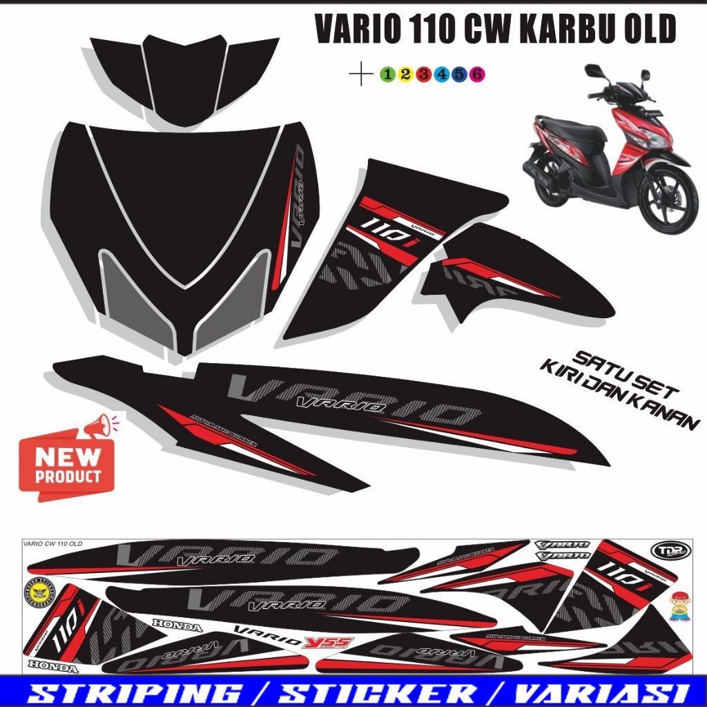 STRIPING STIKER LIST MOTOR HONDA  VARIO 110 KARBU VARIASI STIKER VARIO CW 110 OLD STIKER MOTOR