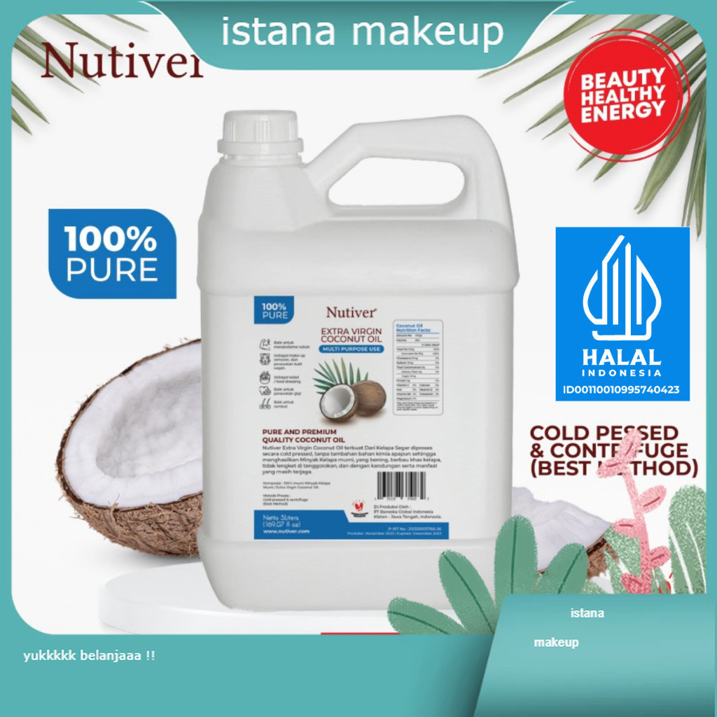 

NUTIVER PREMIUM VCO Virgin Coconut OIL 5 Liter - EVCO EXTRA VIRGIN COCONUT OIL MINYAK KELAPA MURNI ASLI ORIGINAL - MINYAK | IM