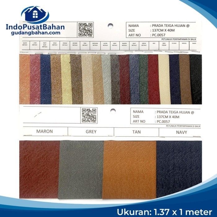 PVC LEATHER / KULIT IMITASI - PRADA TEIGA HUJAN - 1m x 1.37m, NAVY