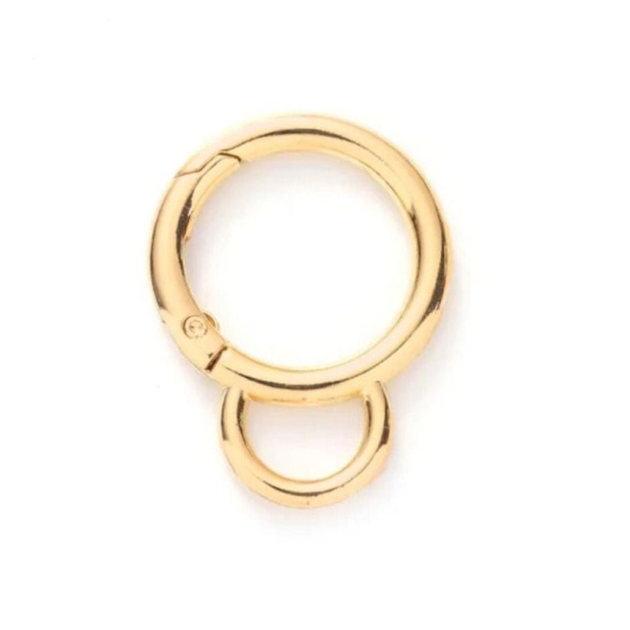 Ring O buka tutup on off dengan kait / ring bulat pengait cantelan ta  - Gold