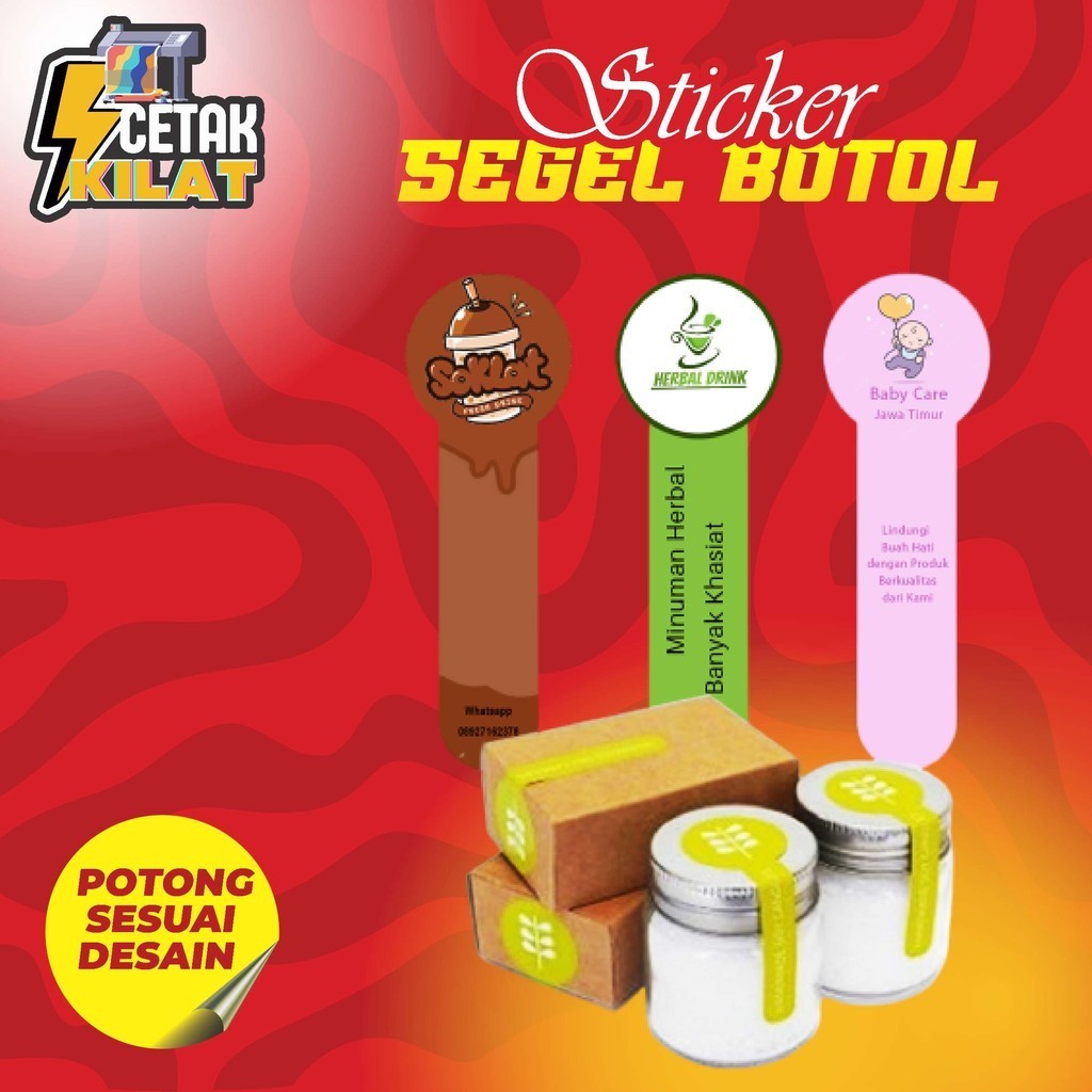 Cetak Kilat - Stiker Segel Tutup Botol Jamu Jus Juice Sticker Minuman Toples Botol Almond