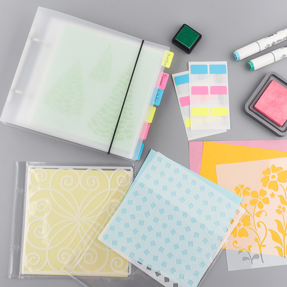 

Cookie Stencil Storage Binder With Sticker Labels for Storage 6x6 Stencils DIY Scrapbooking Clear Stamp Storage Folder Organizer
