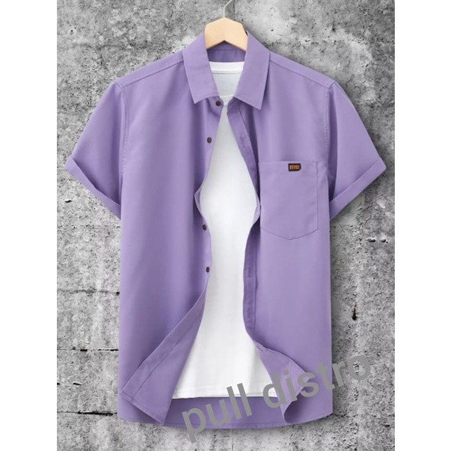 Kemeja Polos Pria Terbaru 2024 Kemeja Lengan Pendek Baju Atasan Gaya Korea | Santai | Pesta