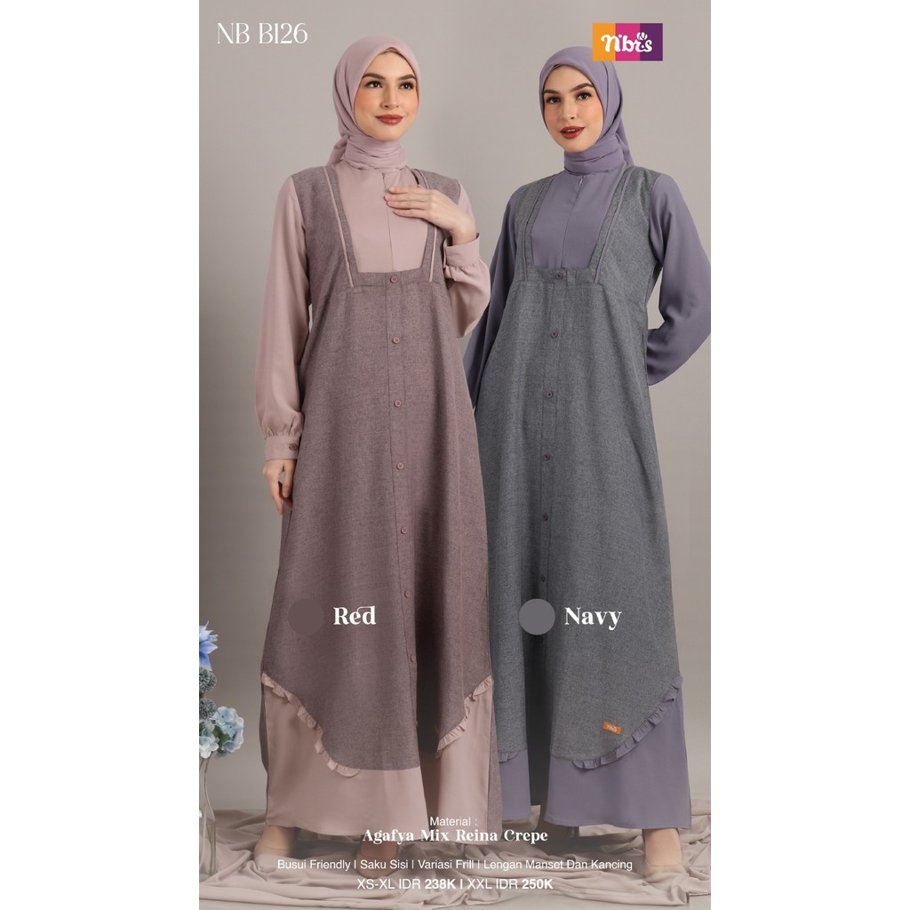 Nibras Gamis Premium Kekiniam Nb B126 Dress Muslim Simple By Nibras Terlaris Inara28Collection