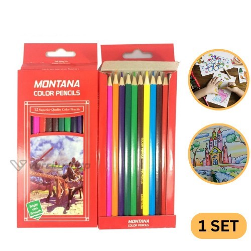 

Pensil 12 Warna Panjang Besar Color Pensil Anak Anak 1set 12pcs