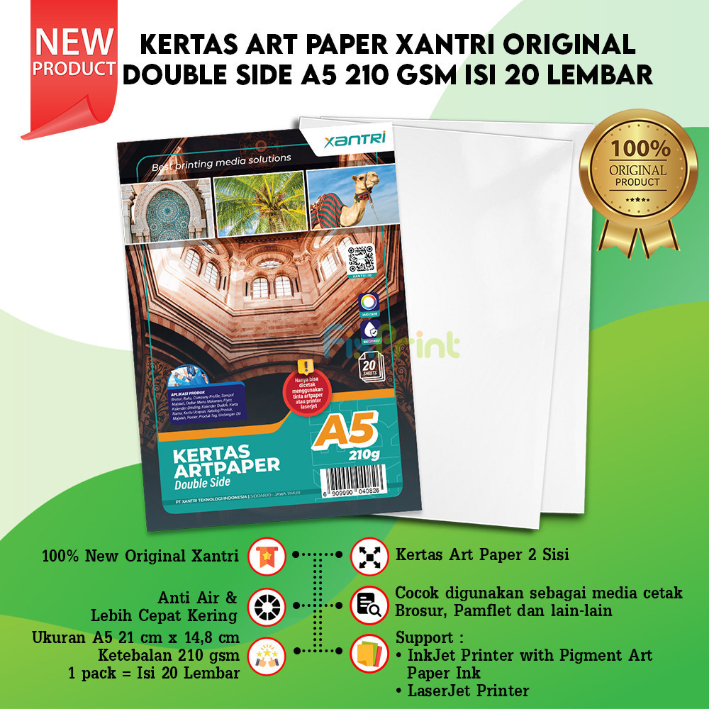 

20 Sheets Kertas Photo Art Paper A5 210gsm 210 gsm Print Double Side Anti Luntur pakai Tinta Art Paper A5 Art Paper Kertas Art Karton Cartoon Carton