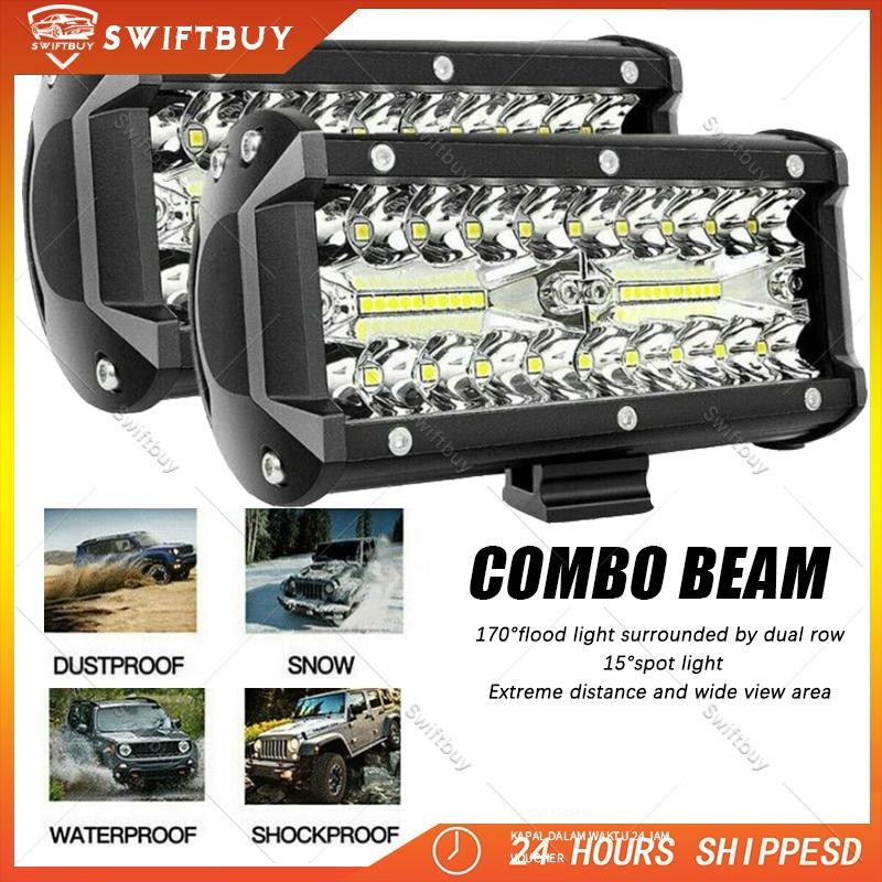 7 Inch Sorot LED Spot Lightbar Mobil Truck ATV SUV 4WD 24V 120W 36LED Bar Light 3 Rows Work Light Co