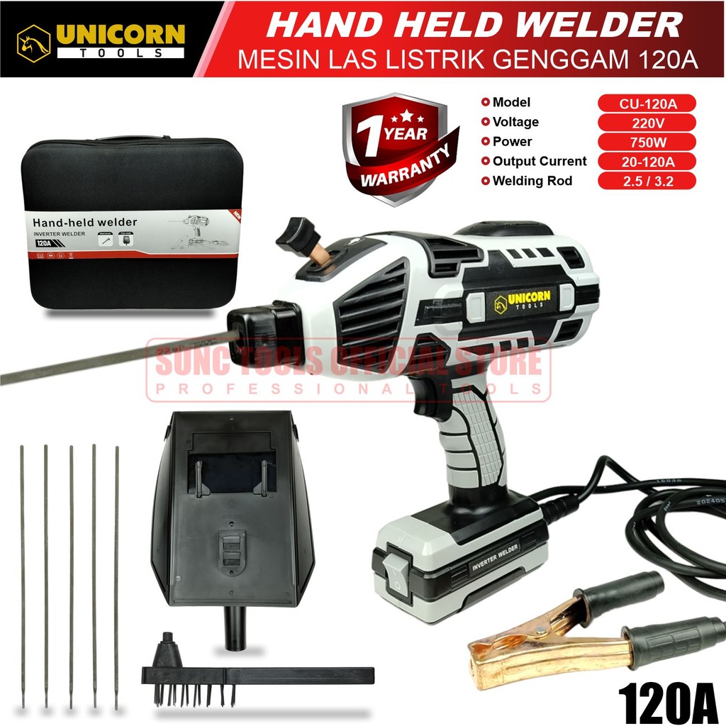 UNICORN TOOLS Portable Listrik Hand Held Welder Inverter Las Mesin Las Genggam  120A