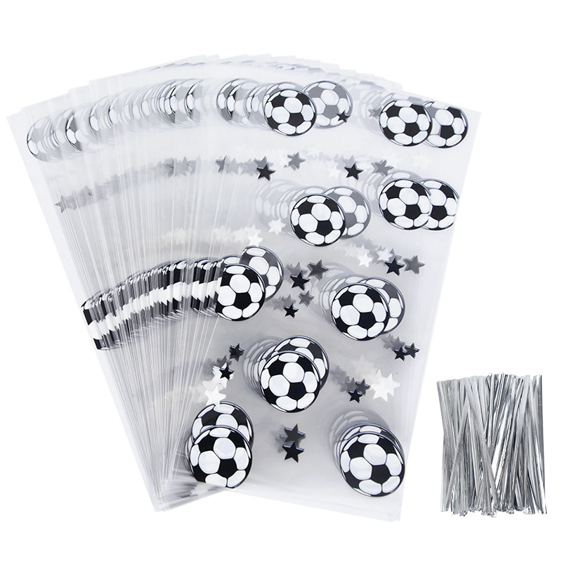 Soccer Gift Bags Treat Candy Bags Plastic Cookie Bags for Guest Gifts Birthday Football Theme Party 
