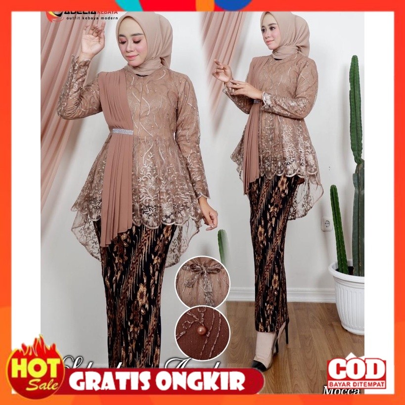 [PREMIUM ORIGINAL] (COD)> SET KEBAYA BLOUSE SELENDANG AUREL - MODEL KEBAYA TERLARIS 2021 - BAJU KEBA