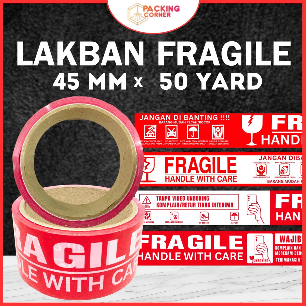 

Lakban Solasi Fragile 2 In 1 Merah Putih Jangan Di Banting 2 Inch IN 45MM 50 Y YARD