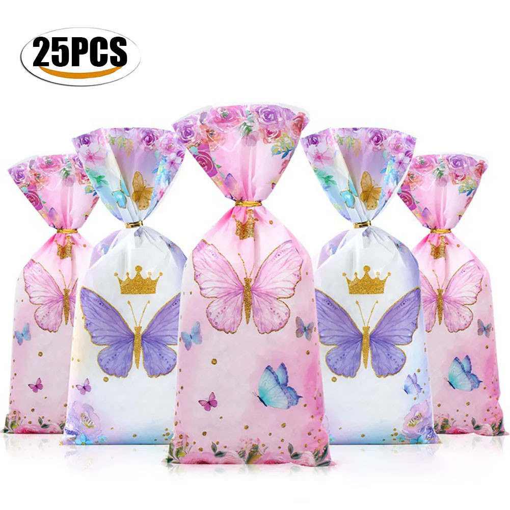 

25pcs/Pack Candy Bags Gift Packing Bags Biscuit Butterfly Birthday Party Decorations Gift Candy Bag Baby Shower Party Supplies