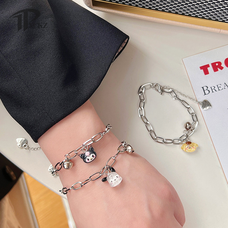 Sanrio Bell Bracelet Female Cinnamoroll Kuromi Pompompurin My Melody Pochacco Cartoon Adjustable Bra