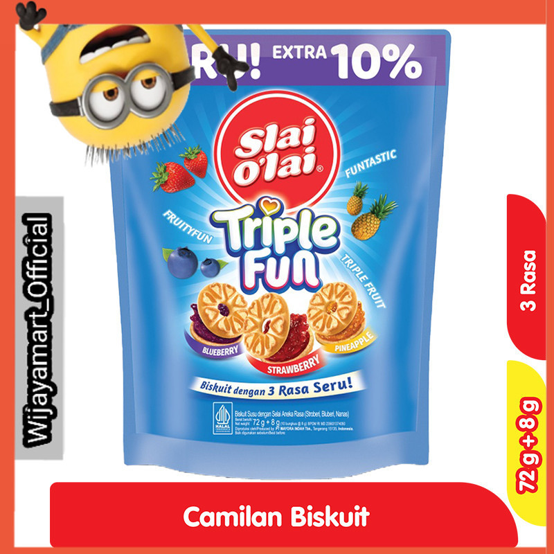

Slai O'lai Triple Fun Biskuit 3 Rasa Pouch 80 g