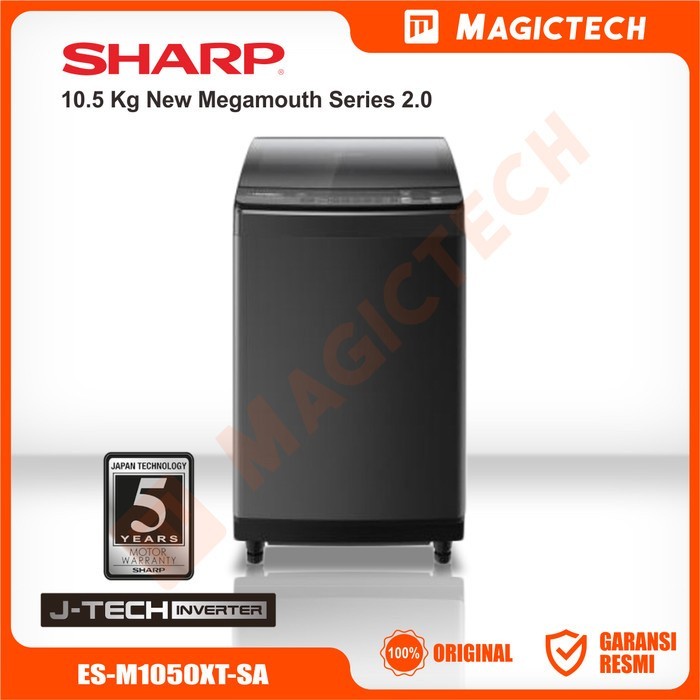 MESIN CUCI SHARP 10.5 KG (10 KG) ES-M1050XT-SA INVERTER 1 TABUNG