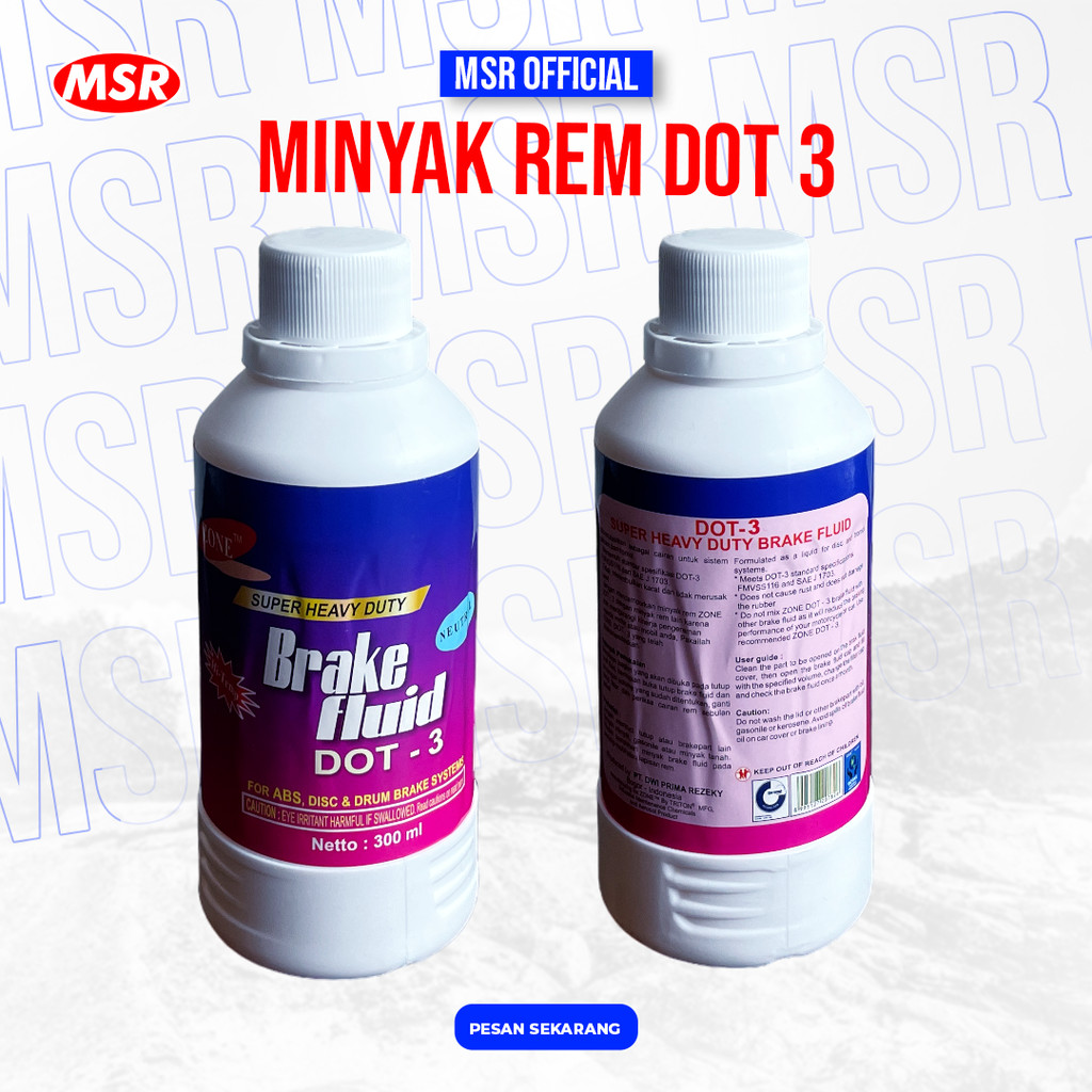 zone minyak rem DOT-3 premium 300ml warna putih untuk motor dan mobil