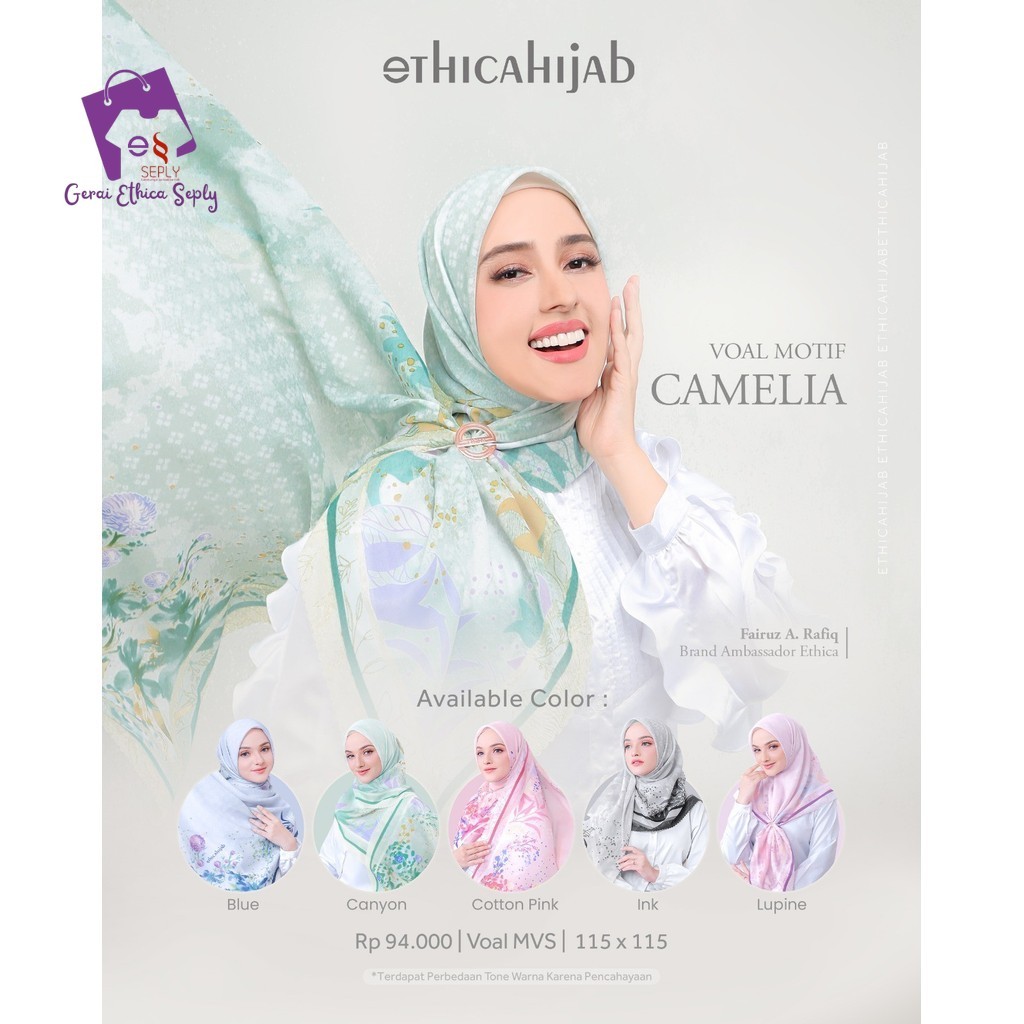 Gerai Ethica Seply - Hijab Voal Premium Motif Camelia Kerudung Segiempat Simple By Ethica Hijab