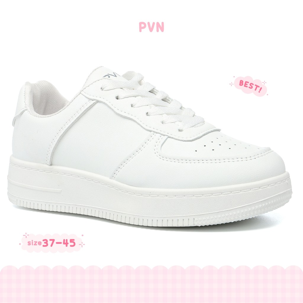 PVN Hana Sepatu Putih Wanita Kets Sneakers Sport Shoes White Black 222