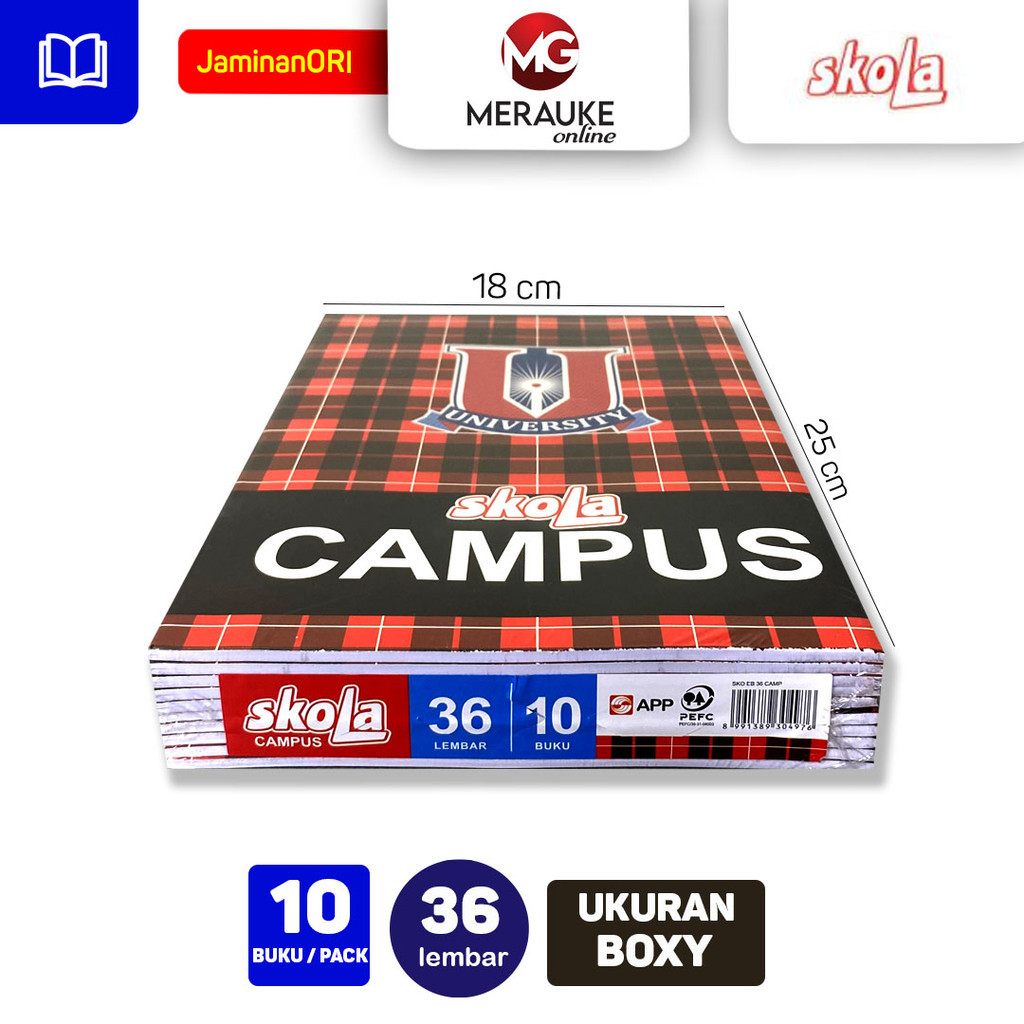 

HJK Buku Tulis Campus SKOLA 36 Lembar (1 Pack Isi 10 Buku)