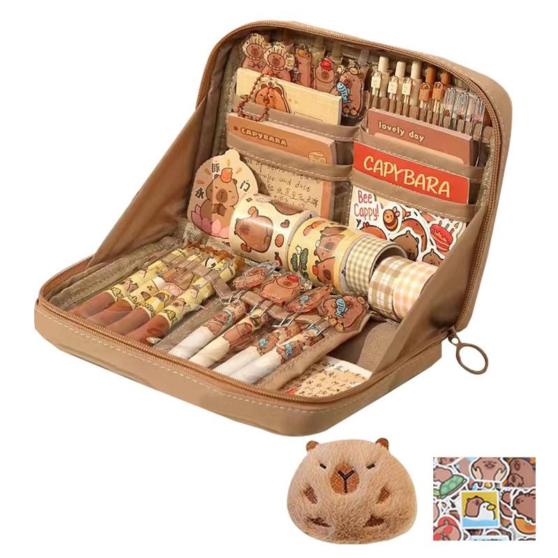 

Cute Capybara Pencil Case Cartoon Animal Student Pen Pouch Large Stationery Organizer Open Wide Compartment Pen Bo'x For School