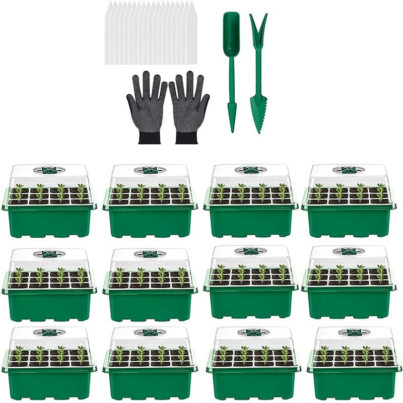 New Indoor Greenhouse Propagator Mini Greenhouse Window Sill Set For Seedling Plant Germination (12 