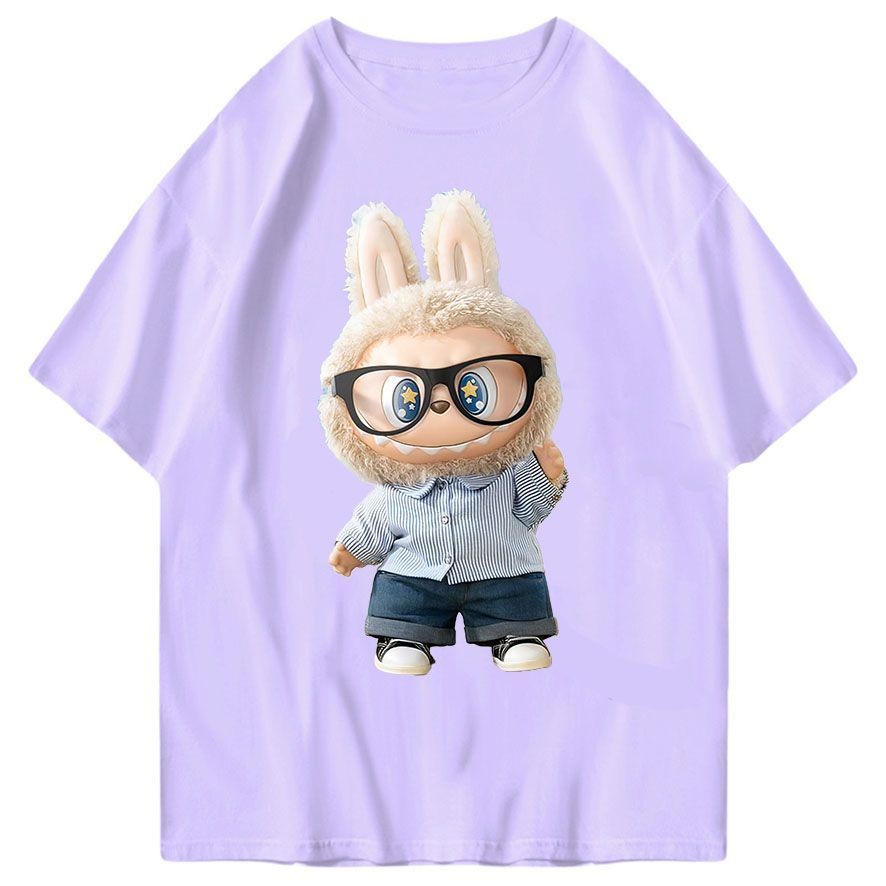 LOUISSE Kaos Atasan Anak dan DewasaWanita Santai Labubu Toys Character Full Katun