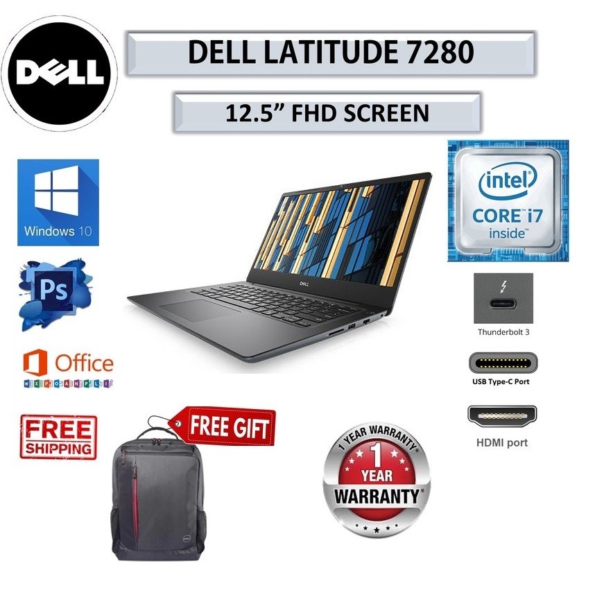 LAPTOP DELL 7280 I7 7TH TOUCHSCREEN RAM 16GB/256 SSD