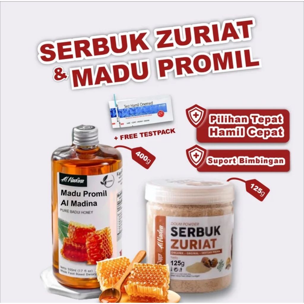 

promil serbuk zuriat almadina original 250gr + madu promil