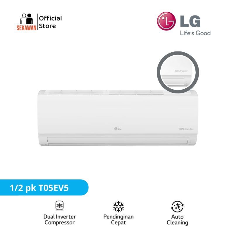 AC LG 1/2pk Dual Cool Inverter with Watt Control T05EV5